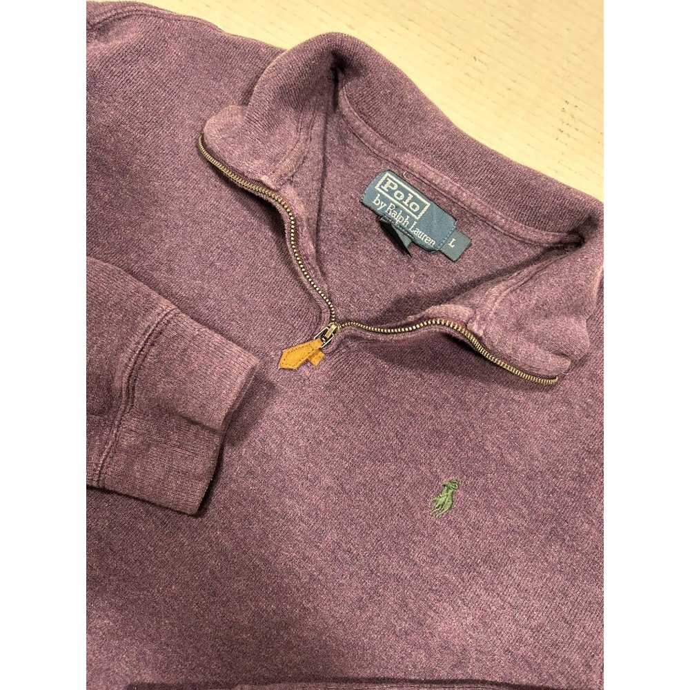 Polo Ralph Lauren Rib 1/4 Zip Mens‎ Purple Pullover Sweater Size Large